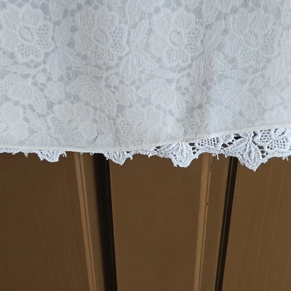 Ann Taylor-Beige lace sheath dress with chiffon overlay on right side Sz 16P - Picture 6 of 8